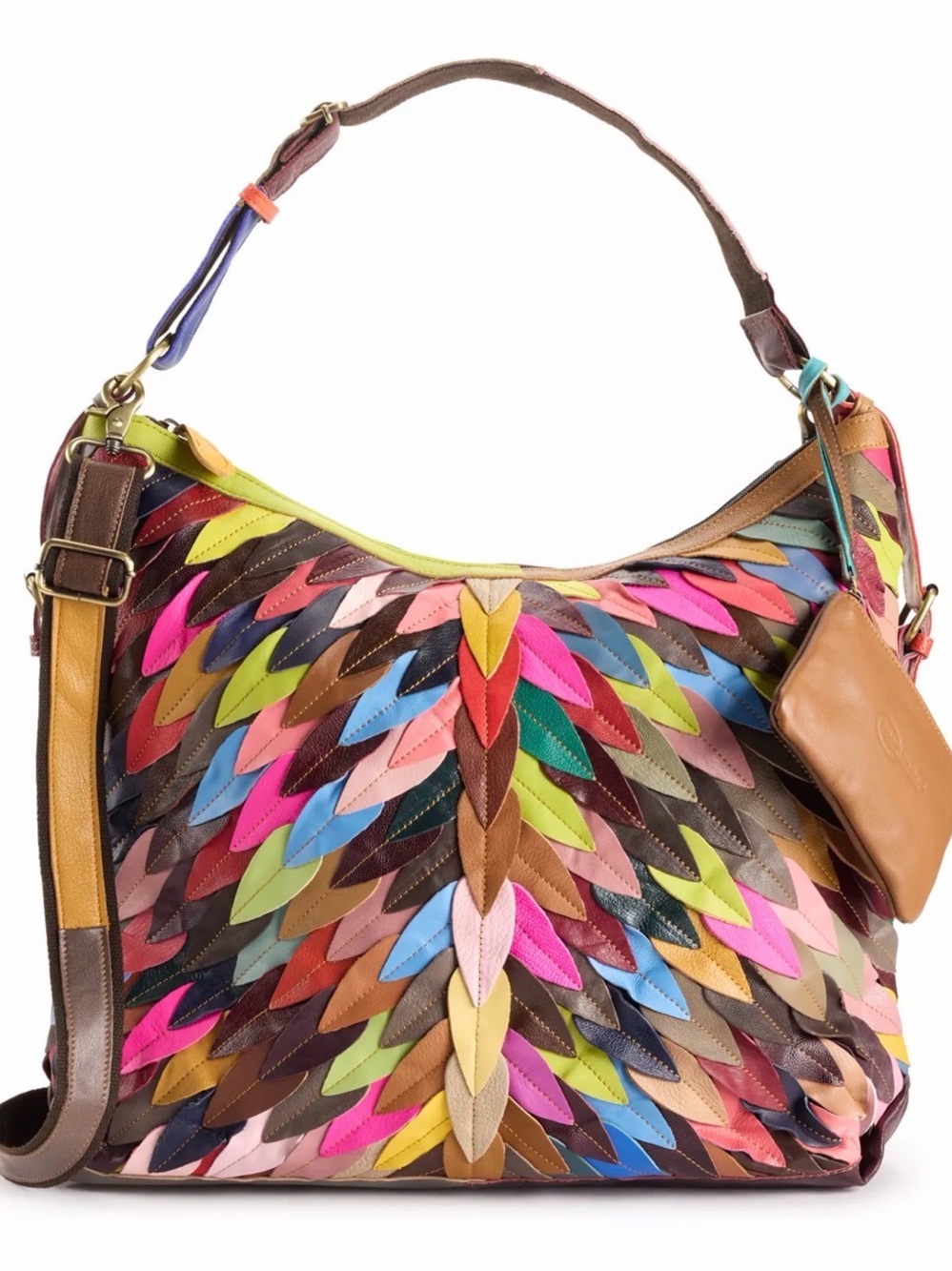 Lucky Brand Multicolor Patchleaf Leather Shoulder Bag - Picture 1 of 4
